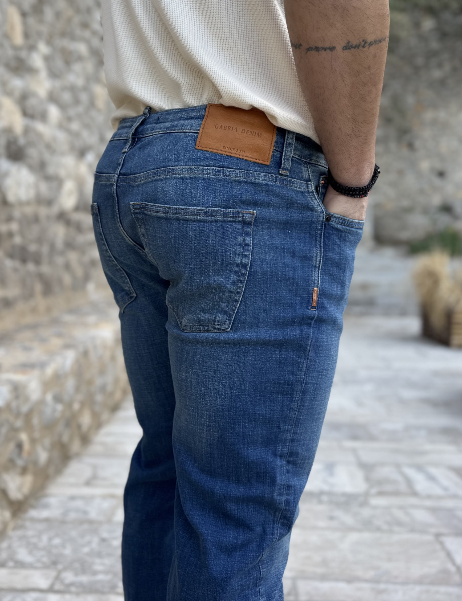 Ανδρικό μπλε ξεβαμμένο τζιν ελαστικό regular GB5754 φωτογραφία